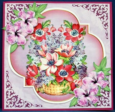 Lilac Flower Basket Fancy Over 3D Mini Card Kit by Cheryl French