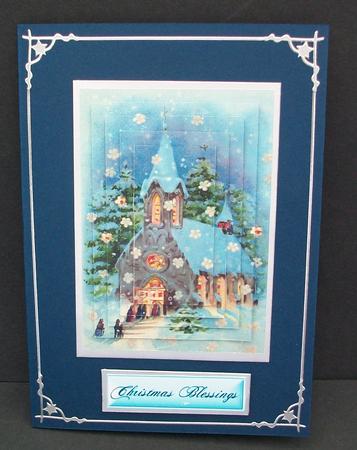 Christmas Vintage Scene of a Church Pyramids by Cheryl French