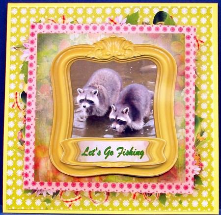 Fishing Raccoons Quick Card with Topper Panel by Cheryl French