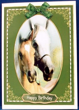 Pair of Horses in a Saddle Stitched Frame  by Cheryl French