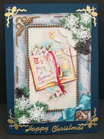 Christmas Book Snow 7x5inch Scalloped Duo Corner Stacker by Cheryl French