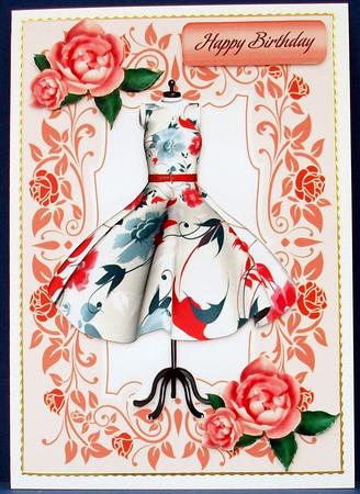 Pretty Orange Dress in Floral Frame with Roses by Cheryl French