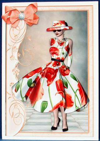 Pretty in Peach, Lady in Hat with Bow by Cheryl French