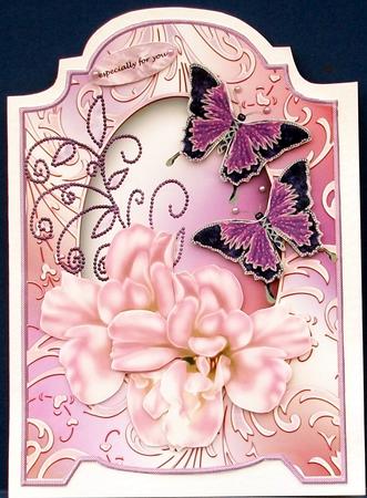 Screen Card Painted Flowers & Butterflies by Cheryl French
