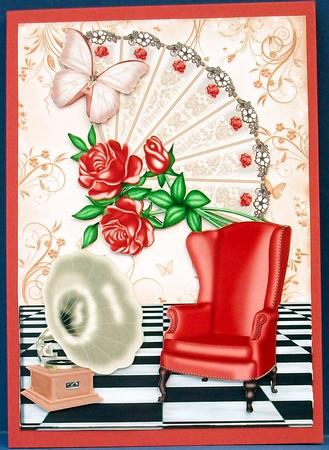 Lace Fan with Rose with a Touch of Nostalgia by Cheryl French