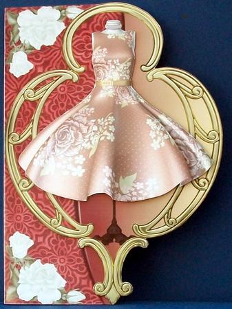 Rosy Glow - Art Deco Framed Dress Shaped Card Mini Kit by Cheryl French