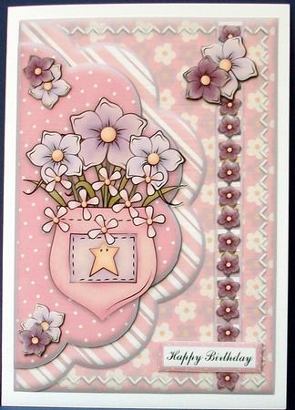 Pocket of Flowers Scallop Mock Envelope Card Front by Cheryl French