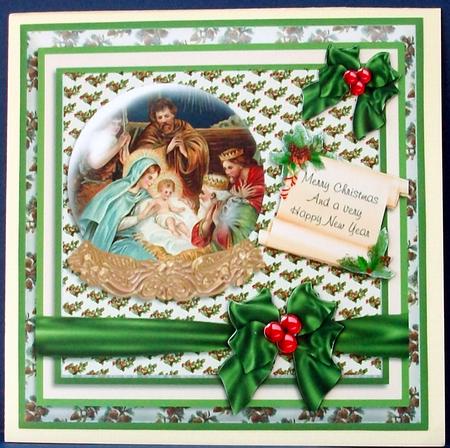Nativity Scene in a Snow Globe Card Front & Insert by Cheryl French