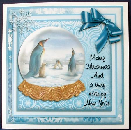 Penguin Family in a Snow Globe Card Front & Insert by Cheryl French