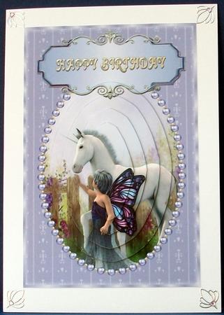 Birthday Fairy and Unicorn Foal Oval Pyramage by Cheryl French