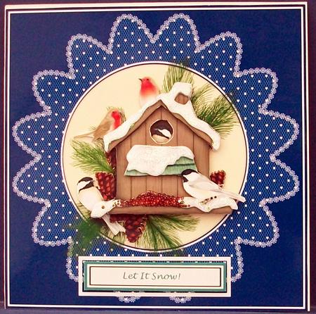 Christmas in the Bird's House 6 x 6 Decoupage Card Topper by Cheryl French