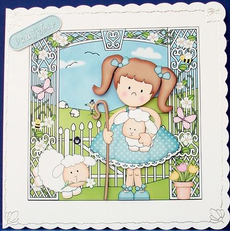 Girlz Liz's Lambs Quick Card with 3D Decoupage by Cheryl French