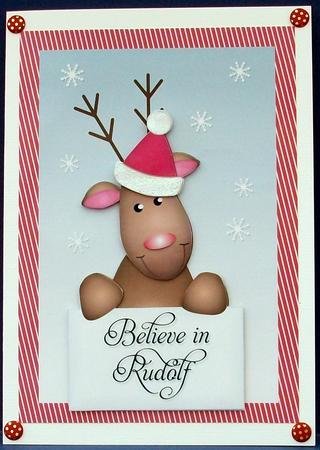 Believe in Rudolf Reindeer Topper by Cheryl French
