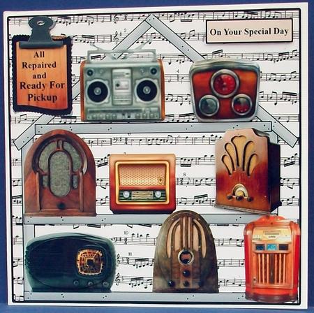Old Radio Repair Shop Topper with Decoupage by Cheryl French
