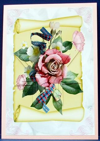 Pretty Pink Star Pyramid Roses on a Scroll by Cheryl French