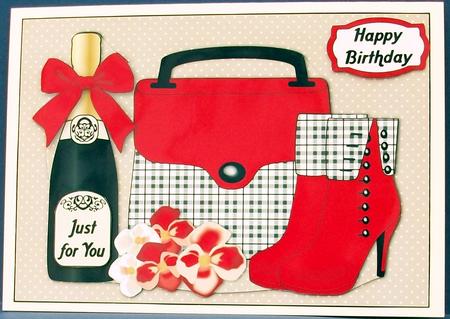 Plaid Handbag, Boots, Red Flowers & Bubbly by Cheryl French