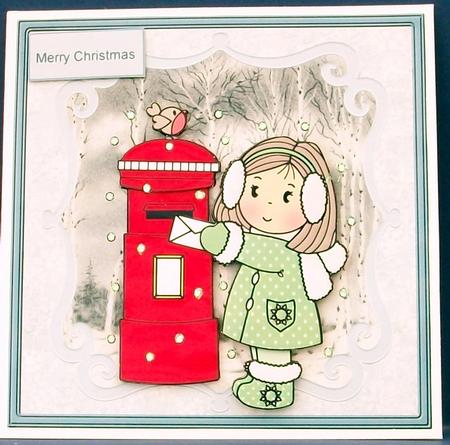 Christmas Postbox Card with Decoupage by Cheryl French