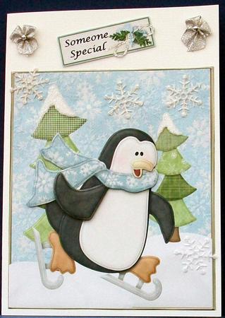 Ice Skating Penguin 8x8 by Cheryl French