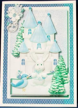 Lovely Christmas Snow Castle with a Bunny by Cheryl French