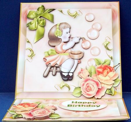 Bubble Girl in Peach Easel Card Kit by Cheryl French