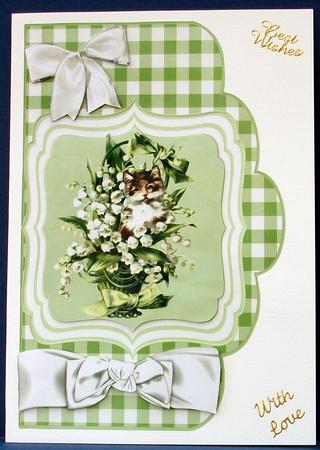 Kitten Hiding in Basket of Lily of the Valley & Topper by Cheryl French