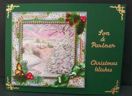 Christmas Stream Holly One Edge Scallop Bottom Stacker by Cheryl French