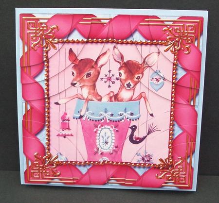 Baby Reindeers Ribbon All 4 Rounded Corner Card Front by Cheryl French
