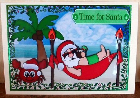 Santas on Vacation on the Beach by Cheryl French