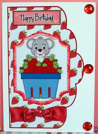 Little Mouse with Strawberries, Card & Topper by Cheryl French