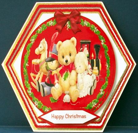 Octagonal Easel or Topper the Christmas Toys by Cheryl French
