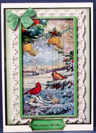 Beautiful Pyramid Christmas Scene on Butterfly Lace  by Cheryl French