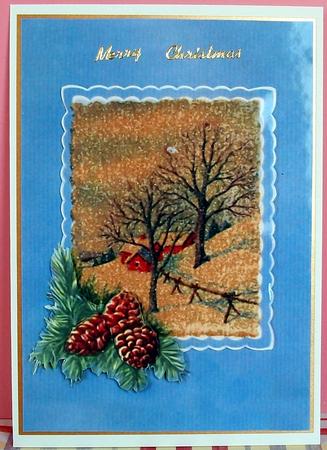 Snow Scene & Pine Cones Quick Card by Cheryl French