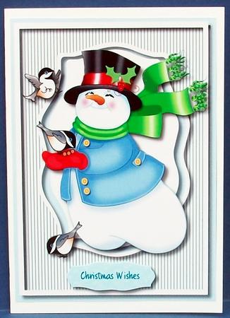 Lovely Snowman Feeding the Birds by Cheryl French