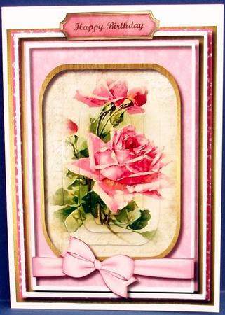 Beautiful Shabby Chic Pink Roses in Pyramid  by Cheryl French