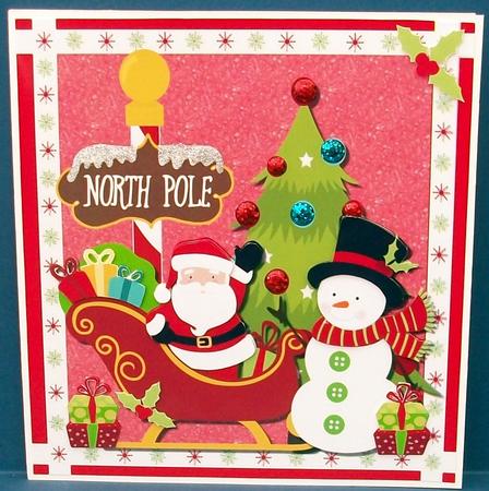 Santa in His Sleigh with His Chum 8x8 by Cheryl French