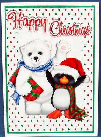 Hooray It's Christmas Time! Cute Polar Bear & Penguin by Cheryl French