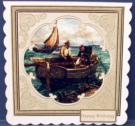 Vintage Fishing Boat Card with Petal Stacker by Cheryl French