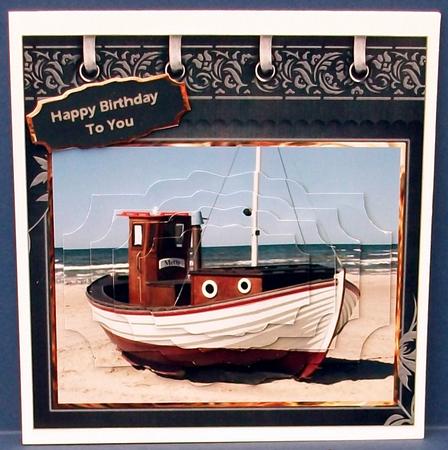 Small Fishing Boat Card with Shaped Layers by Cheryl French