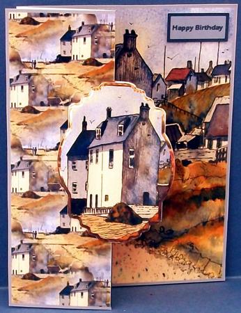 Whitby Fishing Village Fold Back Card by Cheryl French