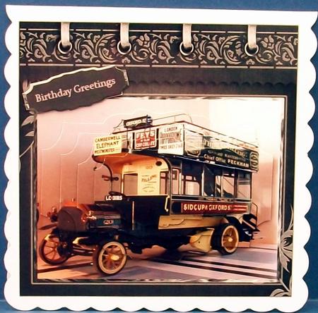 Vintage Mini Bus Card with Shaped Stackers by Cheryl French
