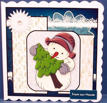 Snowman and His Tree Card with Decoupage by Cheryl French