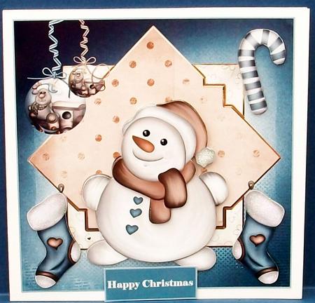 Happy Snowman Card with Decoupage by Cheryl French
