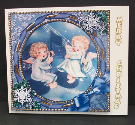 Singing Angels Circle Snow One Edge Scallop Bottom Stacker by Cheryl French