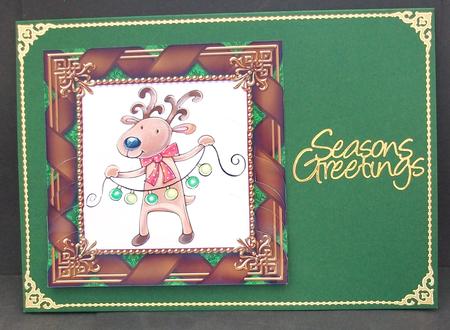 Reindeer Lights Ribbon One Edge Scallop Bottom Stacker by Cheryl French