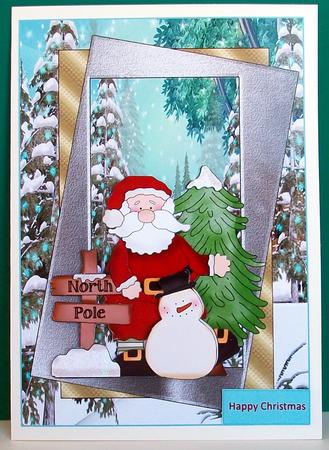 Santa and the Snowman Card with Decoupage by Cheryl French