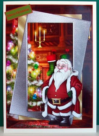 Santa Deep in Thought Card with Decoupage by Cheryl French