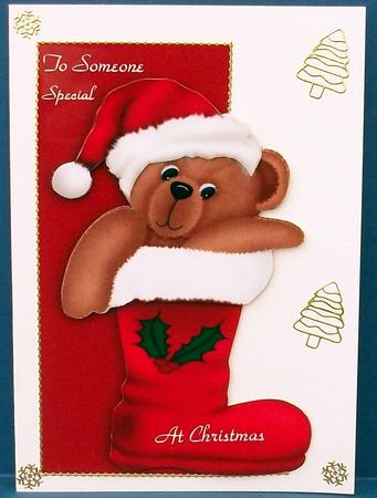Bear in a Stocking Over the Edge by Cheryl French
