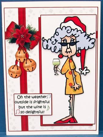 Stella Singing with Her Christmas Wine by Cheryl French