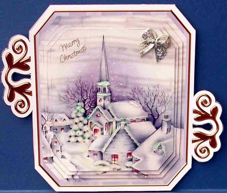Blue Church Fancy Emerald Decoupage Card Mini Kit by Cheryl French