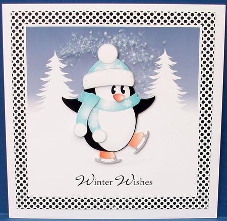 Skating Penguin Christmas Topper by Cheryl French